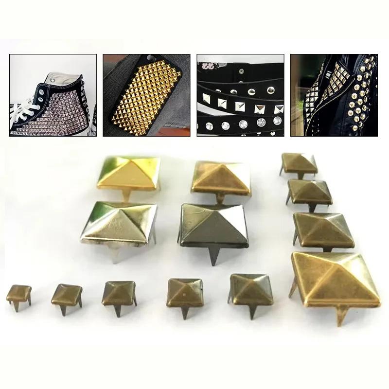 20/30/50Pcs 4~15mm Metal 4 Claw Rivets Square/Round Spike Studs Pyramid Rivets for Clothes Shoes Bags Belt Punk DIY Leathercraft
