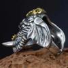 Adjustable Open Ring Men Women Vintage Elephant Motif Geometric Plated Statement