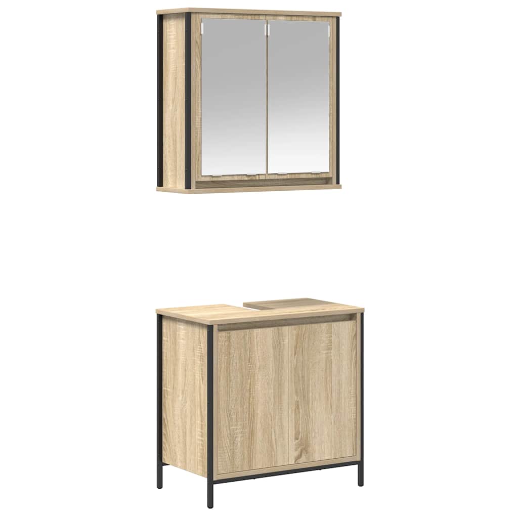 2 Piece Bathroom Furniture Set In Sonoma Oak Wood Composite