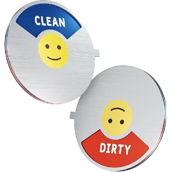 Dishwasher Magnet Clean Dirty Sign, Non-Scratch Soft Magnet and Adhesive Attachment Option, Cute Expression Design, Clean Dirty Dishwasher Sign Silver / Smile Face