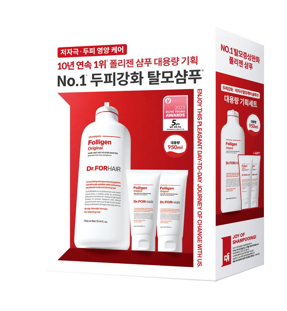 DR.FORHAIR Folligen Hair Loss Relief Scalp Care Shampoo 300ml + 100ml Hair Loss Shampoo