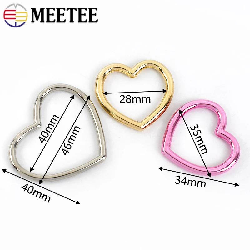 Meetee 5-20Pcs Metal O Ring Buckles Webbing Belt Clasp Dog Collar Connector Hanger Heart Loop Hooks DIY Hardware Accessories