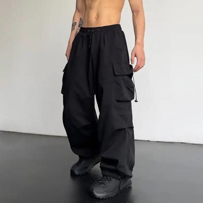 Pantalones Cargo Baggy para Hombre de Color Sólido Pantalones Paracaídas de Corte Holgado Pantalones Jogger con Bolsillos Laterales para Streetwear Deportes al Aire Libre