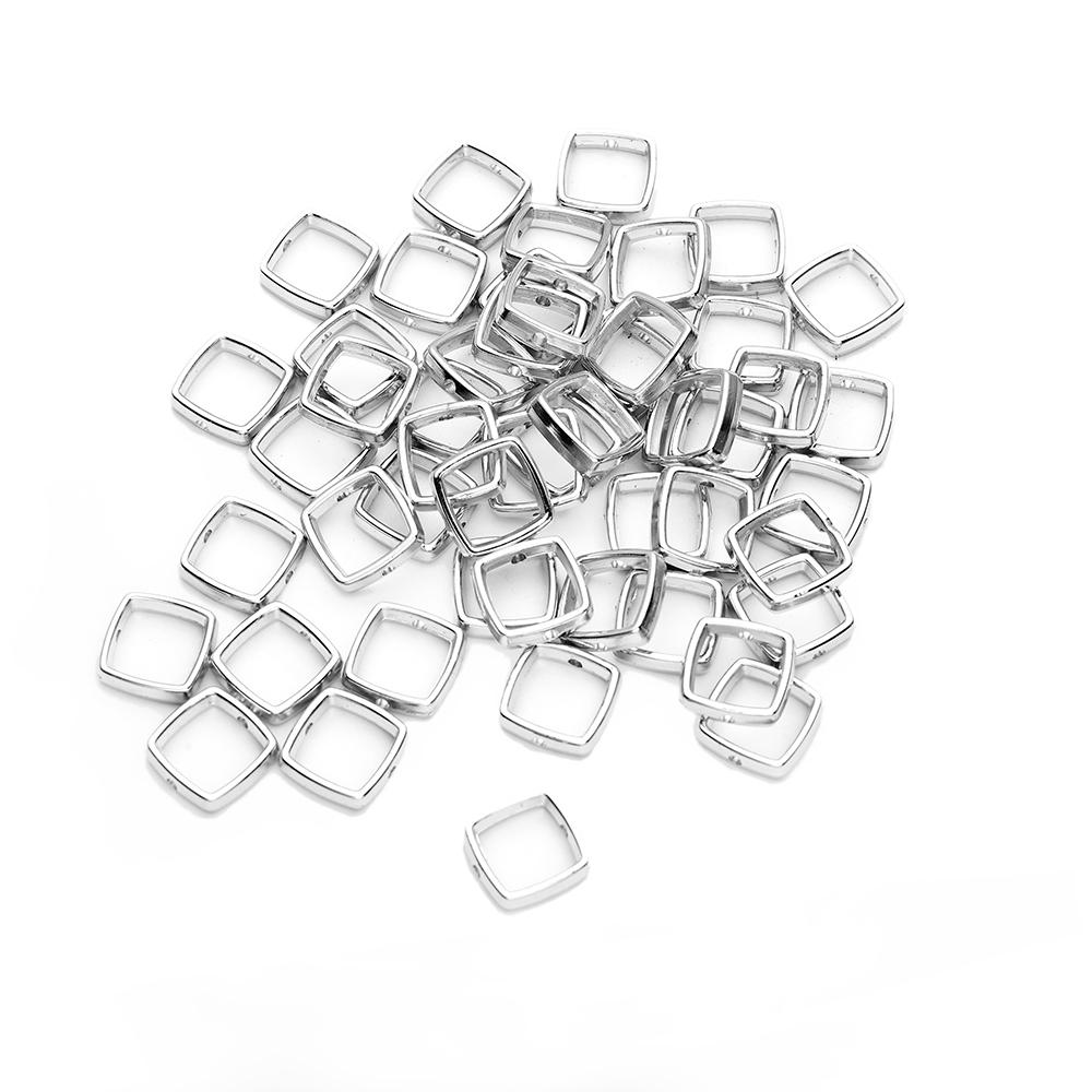 50pcs Silver Heart Hollow White K Loose Spacer Beads for Jewelry Making DIY Small Holes Necklace Bracelets Charms Accessories