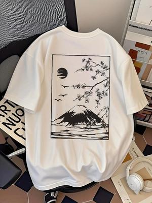 Koszulka Graficzna Krajobraz Japoński Góra Fudżi Y2K Minimalistyczna Unisex