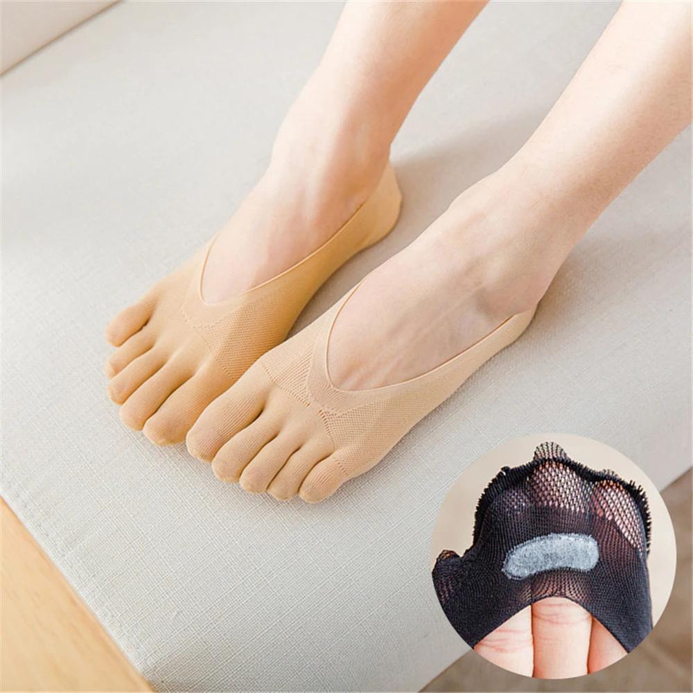 1/3/5 Pairs/Lot Women Summer Five-Finger Socks Ultrathin Funny Toe Invisible Boat Sokken Silicone Breathable Short Low Ankle Sox