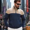 Lässiges Herren Sweatshirt mit Farbblockdesign, locker, übergroß, Stehkragen, Reißverschluss