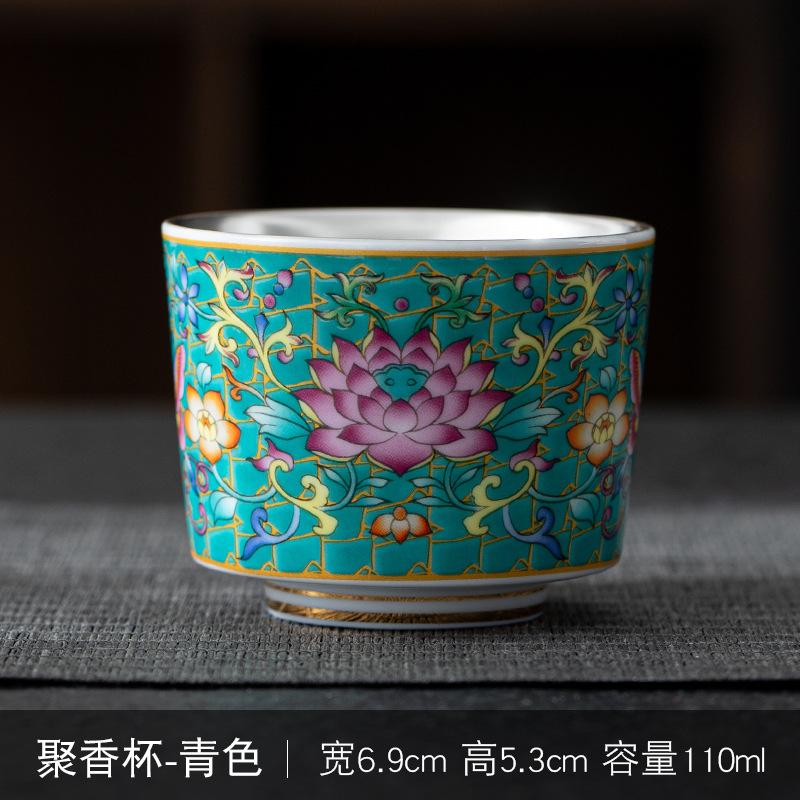 Enamel Crane 999 Pure Silver Inner Liner Tasting Kung Fu Tea Cup Gift Box Set Can Be Gold Stamped with LOGO