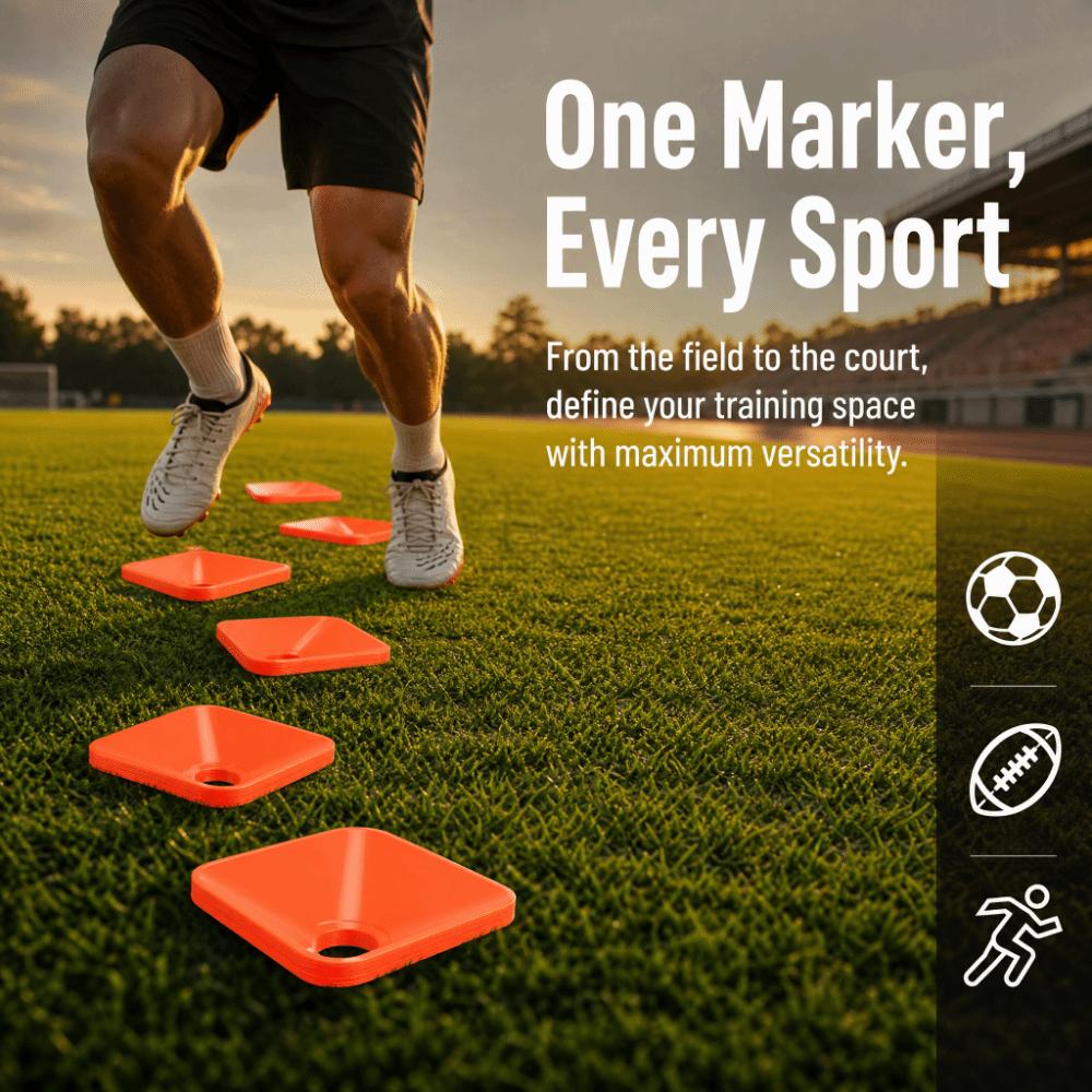 10Pcs Square Training Marker Disc Center Hole Training Cones Marker Cone Base Agility Practice