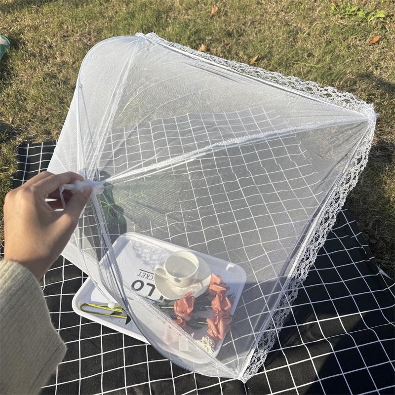 Rectangular White Insect-Proof Dustproof Folding Mesh Table Cover