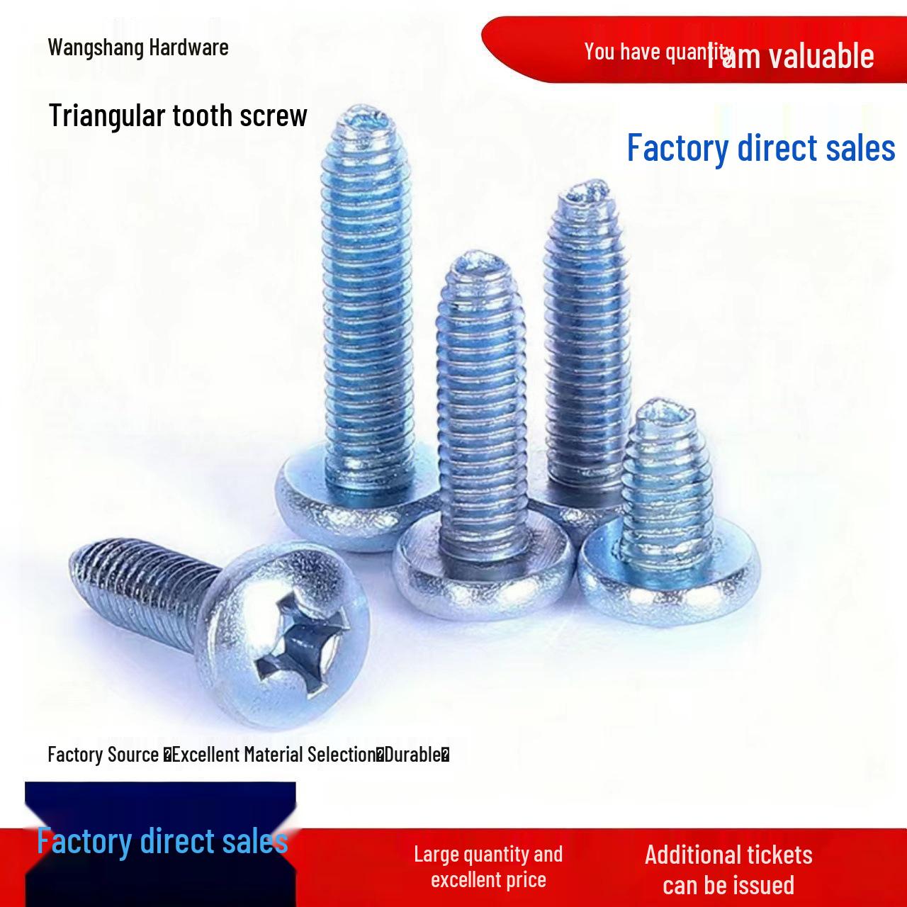 Galvanized Self-Tapping Phillips Triangle Thread Pan Head Cabinet Locking Screw M2*8