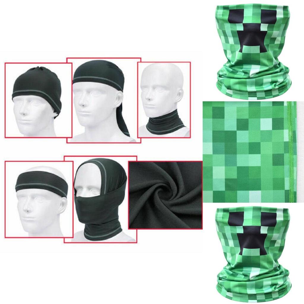 Elegante Mascherina Facciale e Scaldacollo a Sciarpa con Faccia di Creeper di Minecraft per Massimo Comfort e Protezione
