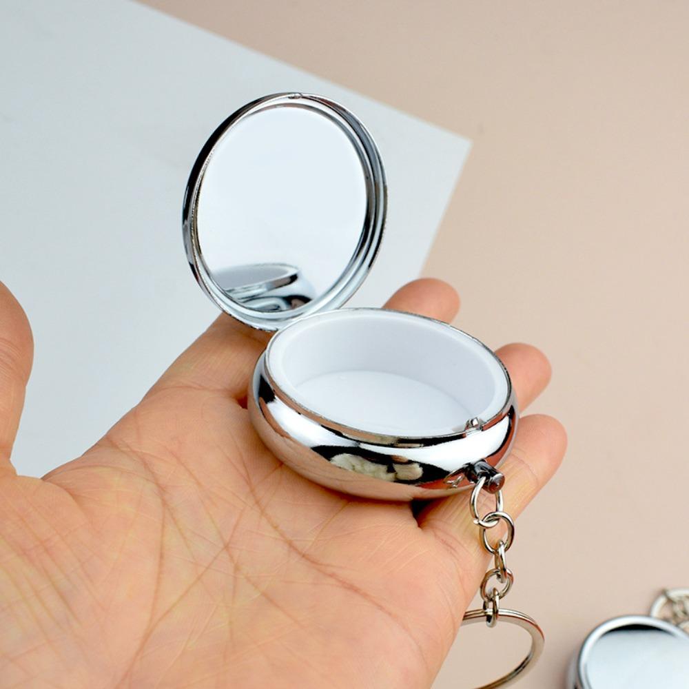 Portable Metal Tablet Box Leak-Proof Compact Pill Organizer Round Earrings Case Travel