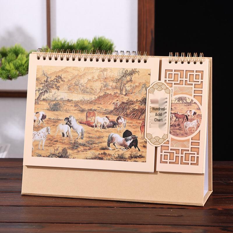2026 Chinese Style Year of the Horse Red Desk Calendar – Creative Cut-out Design