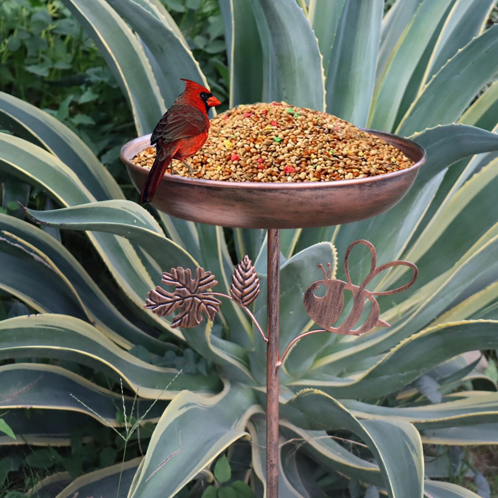 

Bird Bath Feeder with Garden Stake Gift Heavy Duty Water Bowl Birdbath Vintage for Park Deck
