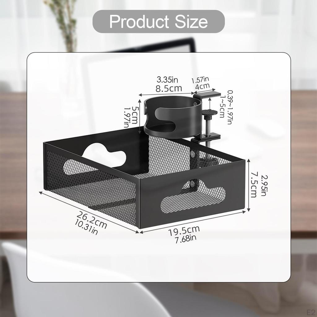 Cable Management Tray for Under Desk Use with Heavy Duty Storage Drawer and Cup Holder