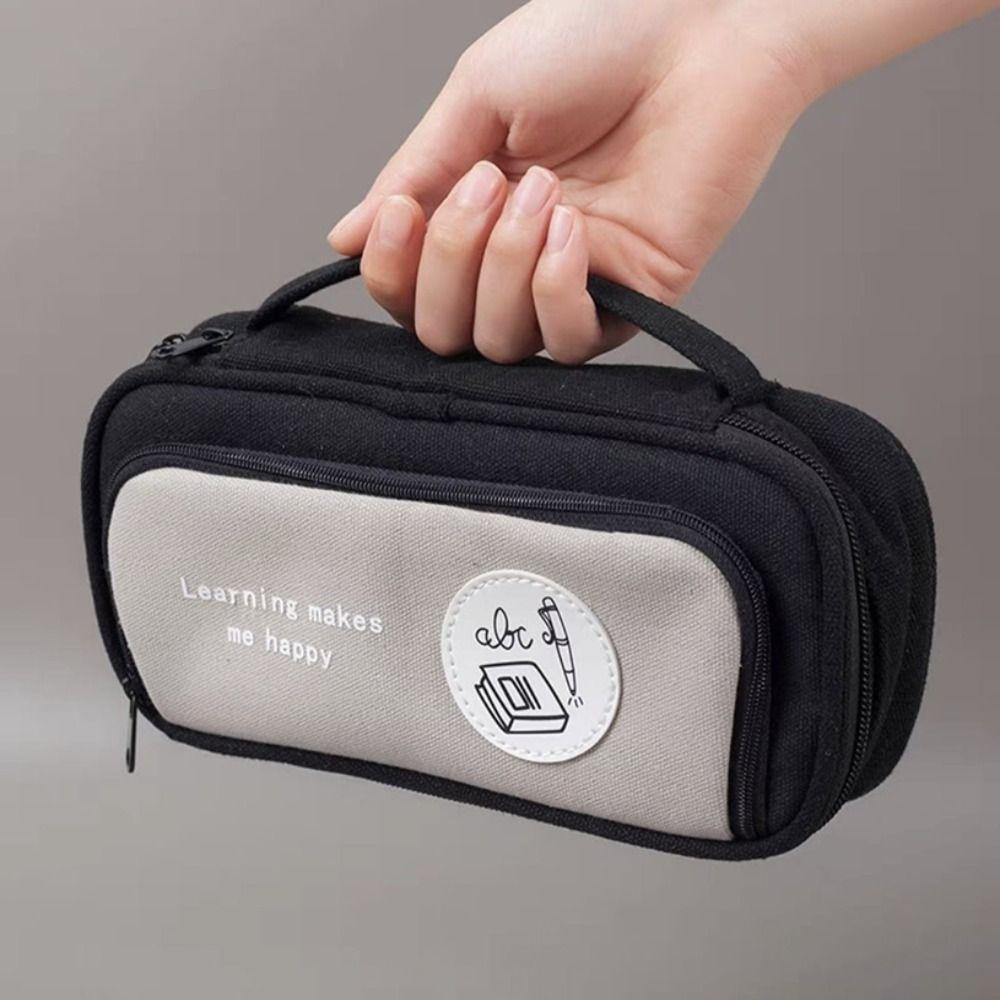 Cartoon Double-layer Pencil Bag Large Capacity Kids Stationery Bag Space Astronaut Pencil Case 3