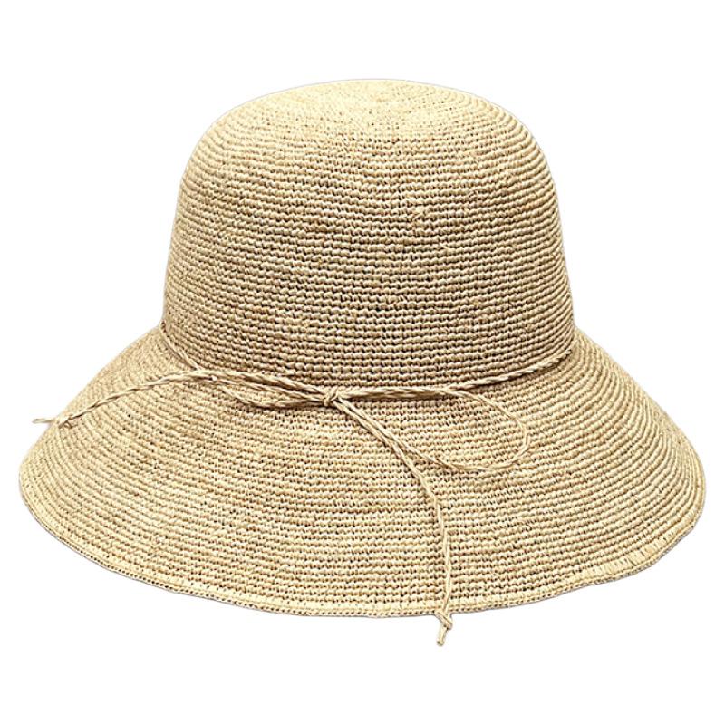 10Cm Large Brim Hand-Woven Thin Raffia Hat Women'S Summer Travel Beach Hat Foldable Sunshade Basin Hat