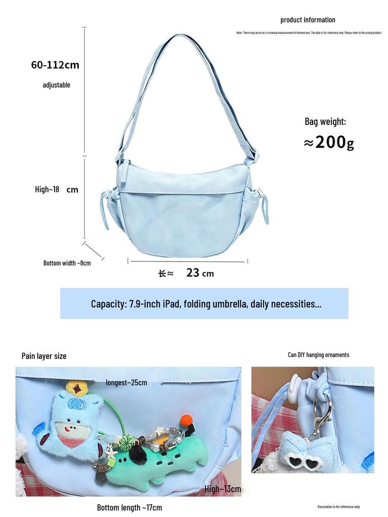 2026 Lightweight Nylon Dumpling Crossbody - Women’s Water-Repellent PVC Transparent Sports Bag with Dopamine Colors.
