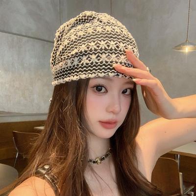 Hand-woven Hollow Headscarf Women's New Thin Through Pile Hat Scarf Headscarf