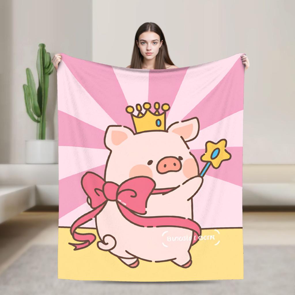 Cartoon L-Lulu Pig  Blanket  Soft Fashion Plush Bedding Throws For Couch Chair Decorative Flannel Bedspread Bed Cover