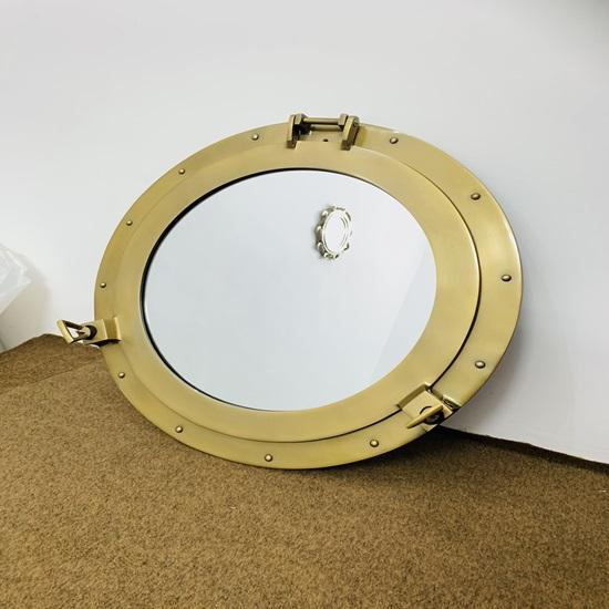Nautical Porthole Antique Plated Canal Boat Porthole-Window Ship Round Mirror Wall Decor