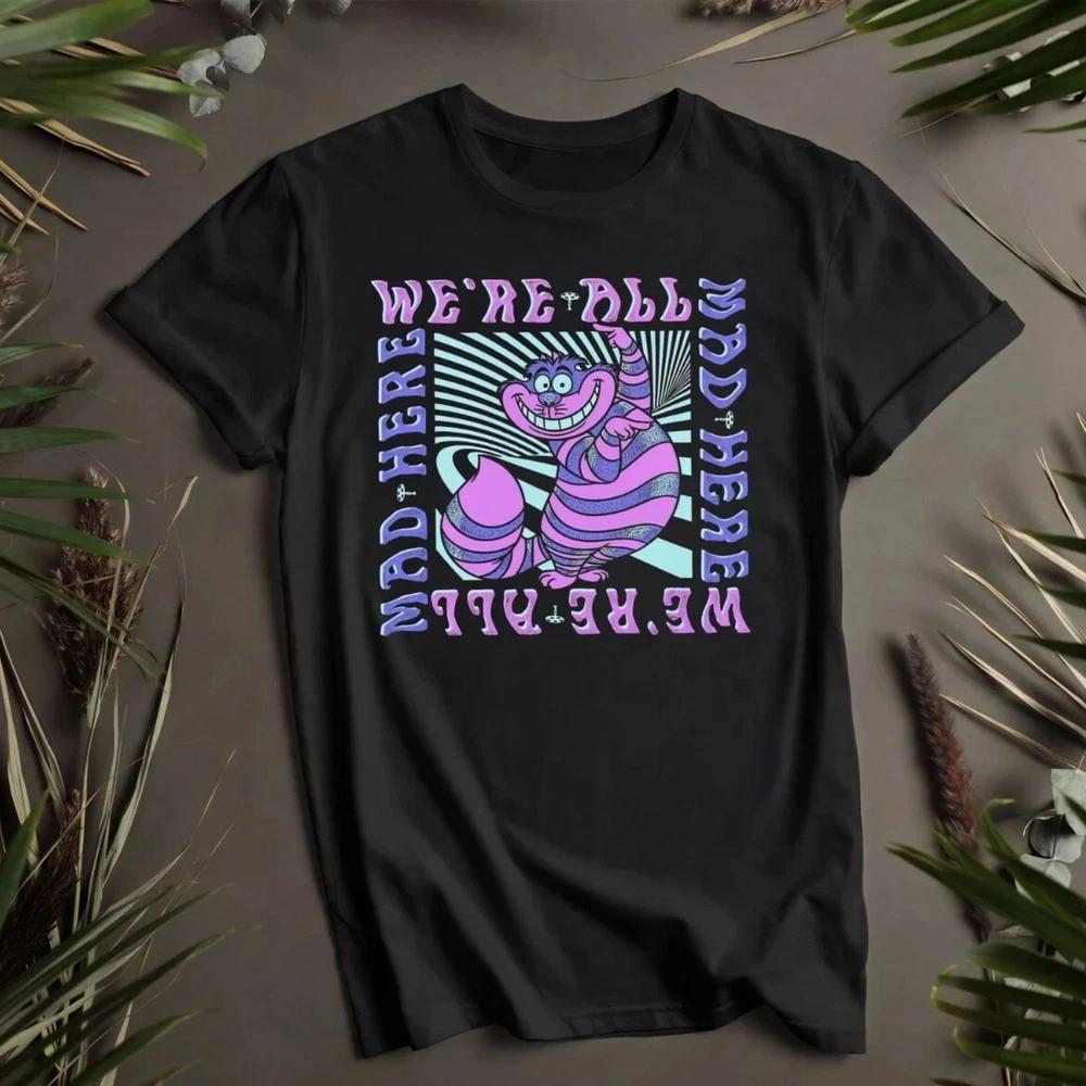 Alice In Wonderland Cheshire Cat Basic Black T Shirt S