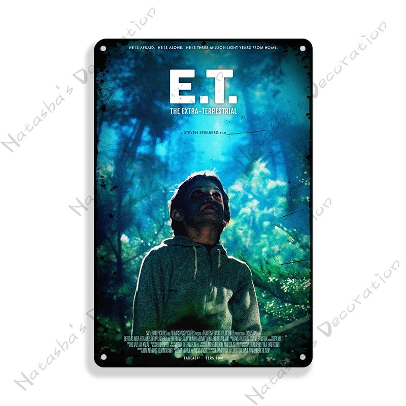 E.T. the Extra-Terrestrial Movie Metal Poster Vintage Wall Plate Bar Club Industrial Decor Metal Tin Sign Vintage Metal Plaque