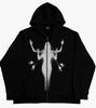 Street Hip Hop Goth Harajuku Y2k Black Zip Hoodie Women, Rock Harajuku Jacket Sweater Women