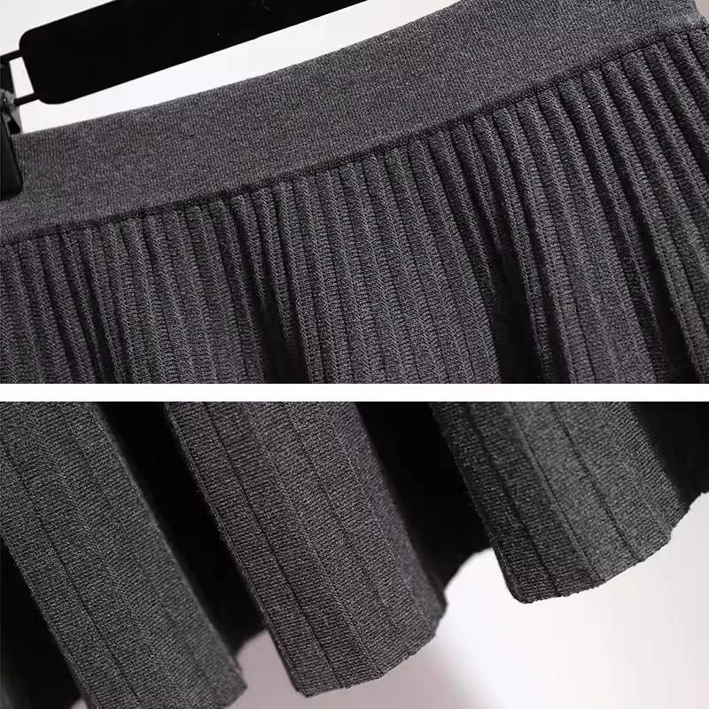 Women's Wool Knitted Pleated A-Line Skirt – Perfect for Autumn and Winter