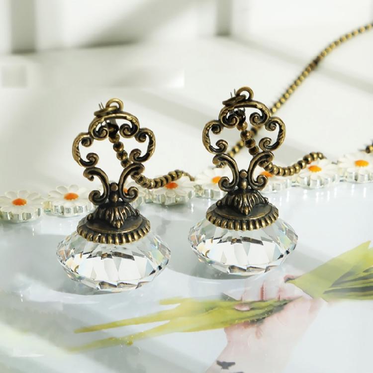 2PCS Bronze Crystal Pendant Home Decoration Car Trim Ceiling Fan Chain Extender Crystal Prism Drop Lamp Pendants