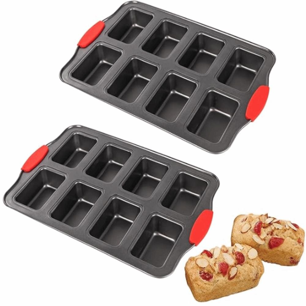 2 Pcks 8 Cavity Bread Loaf Baking Pan Nonstick Rectangular Bar Pan  for Oven Dishwasher