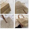 Bohemian Style Zipper Beach Bag Solid Color Hollow Tote Bag Trendy Weave Straw Bag  Spring