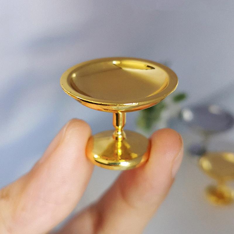 1Pcs Mini Metal Fruit Snack Tray Model Dollhouse Miniature Cake Dim Sum Tray DIY Decoration Doll House Accessories