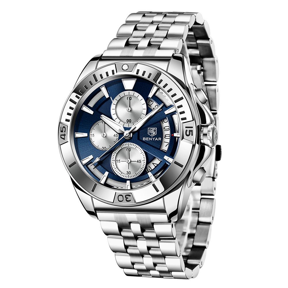 BENYAR Men s Quartz Multifunctional Waterproof Luminous Watch 5180