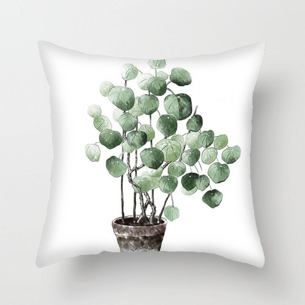 Simple Fresh Leaf Pattern Print Cover Car Sofa Cushion Cover Luxury Home Decoration Cushion Cover