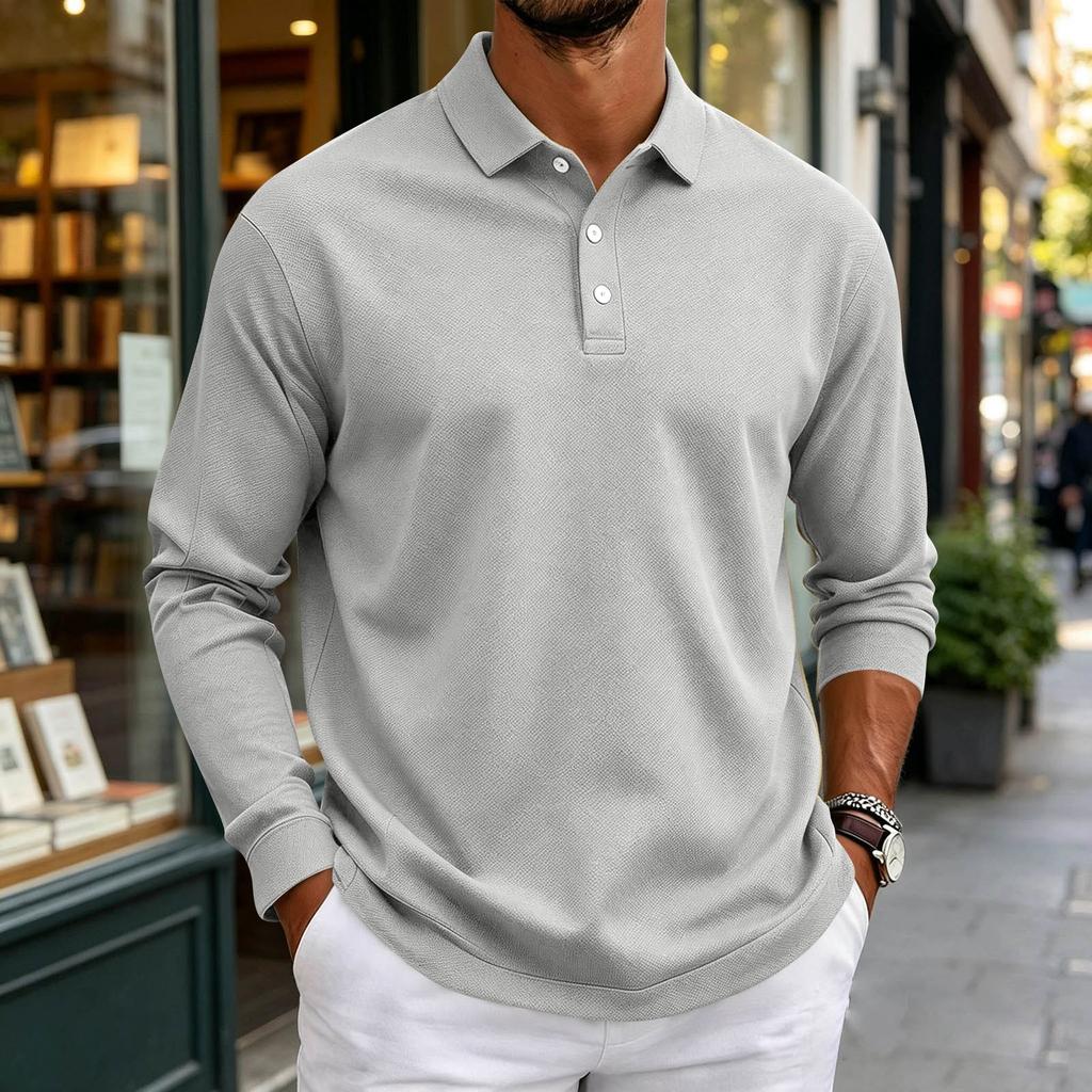 Herren Langarmhemd Button-Down-Kragen Farbe Entspannte Passform Lässig