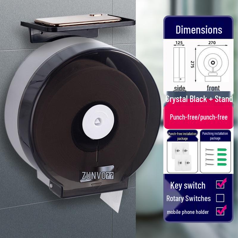 Wall-Mounted Waterproof Jumbo Toilet Paper Holder for Hotel Bathrooms