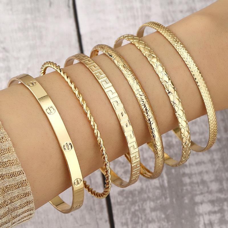Jewelry, Rhombus Twist Glossy Bracelet Set, Irregular Punk Bracelet Set