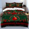 Christmas Ornament Holly Design Bedding Duvet Cover Set Duvet Cover Pillowcases  (1*Duvet Cover 2*Pillowcases, Without Duvet Insert)