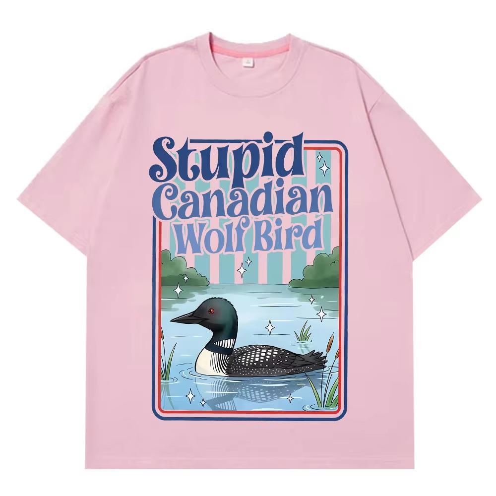 Dummer Kanadischer Wolfsvogel Lustiges Meme T-Shirt Herren Damen Mode Lässig Baumwoll-T-Shirts 2026 Sommer Kurzärmelige Baumwoll-T-Shirts