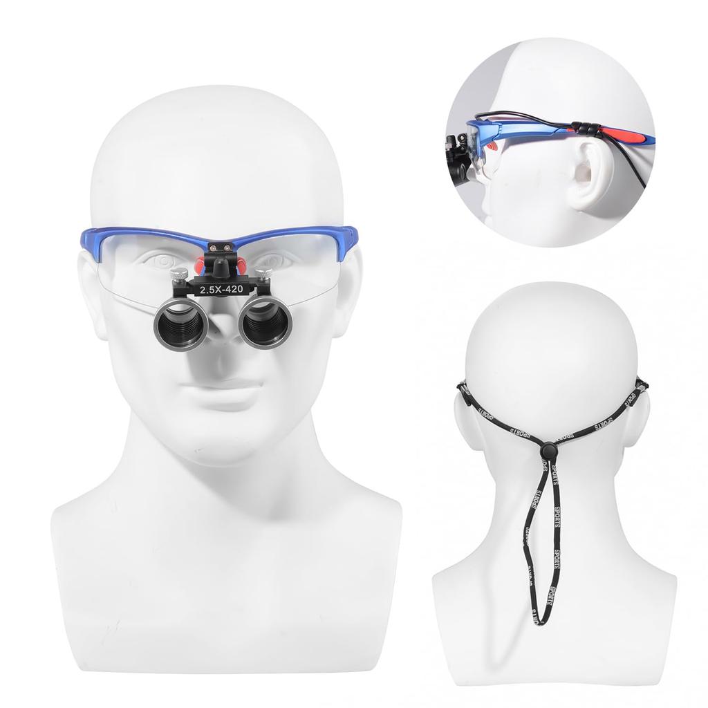 Magnifying Binocular Adjustable Interpupillary 2.5x Glass, 2.5X Loupe, Detachable, Dual-Use, Distance, DY-117-2.5X (Blue)