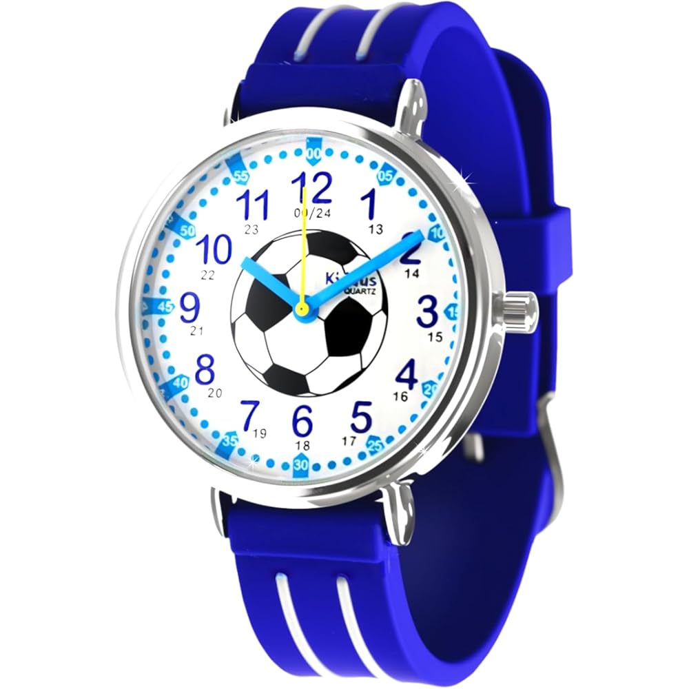 Kiddus Kids Waterproof Analog Watch Boys Girls Spanish Design Educational Gift for Elementary School Soccer