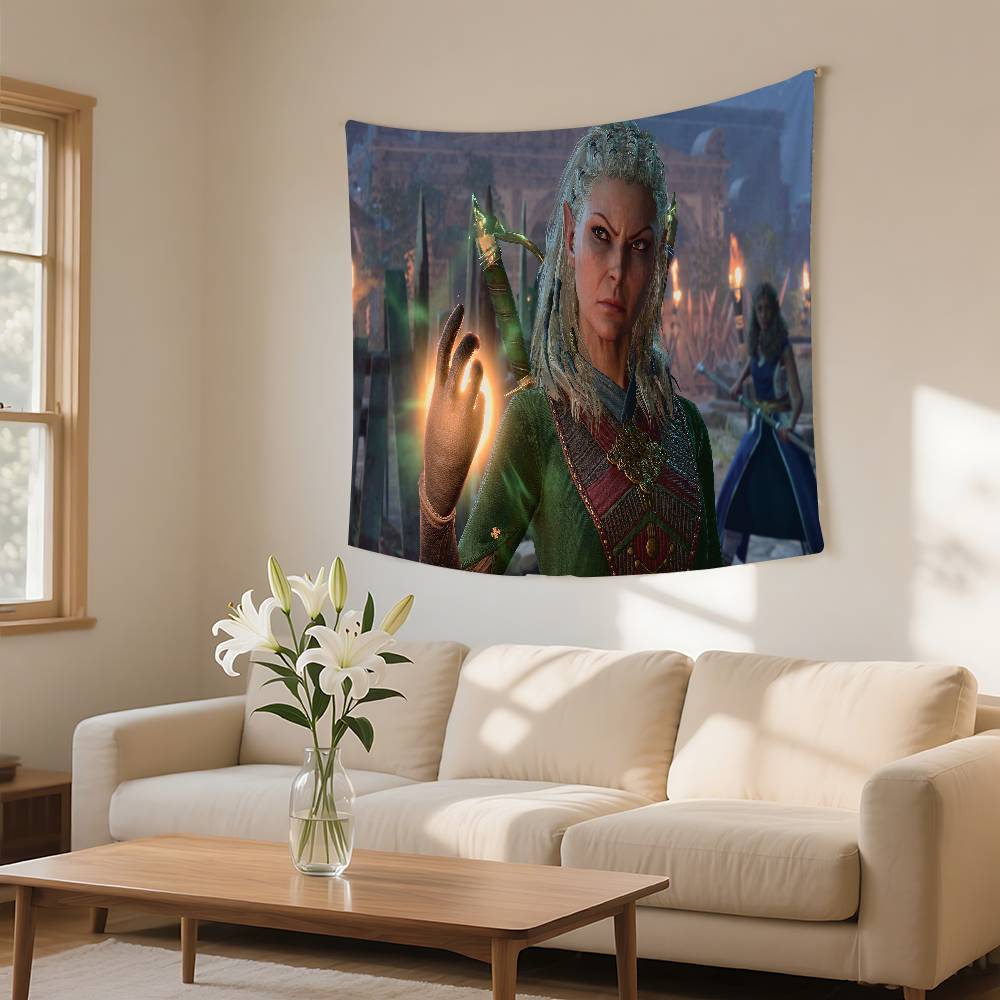 Game BBaldurs Gate 3 Tapestry Wall Hanging Tapestry Art Deco Blanket Curtain Hanging At Home Bedroom Living Room Decor
