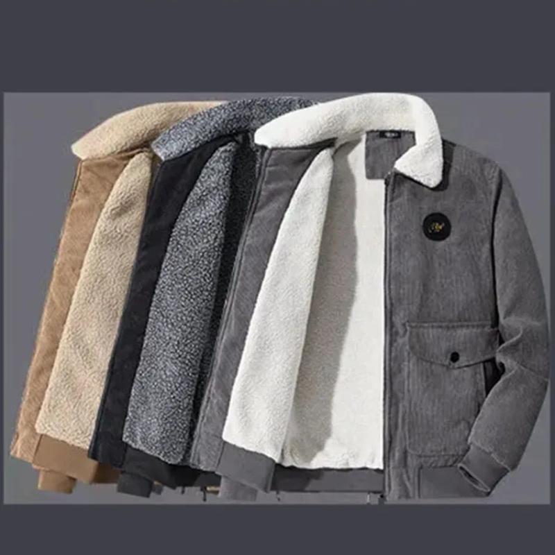 Autumn and Winter Corduroy Lamb Fleece Jacket Jacket Men's Loose Plus Velvet Thick Casual Lapel Men's Jacket