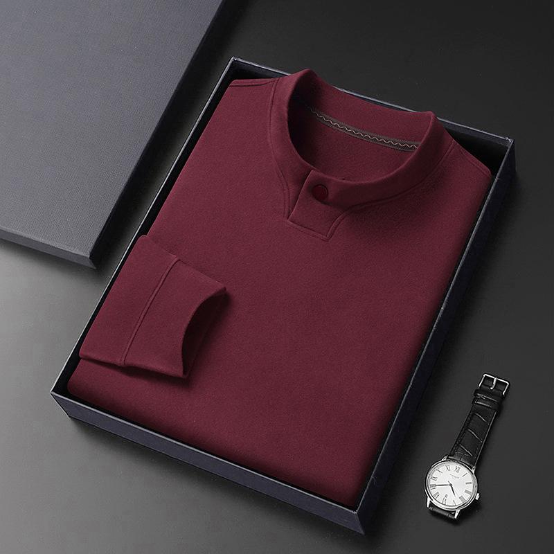 Double-sided Velvet Bottoming Shirt Men's Spring and Autumn Men's T-shirts with Long Sleeves and High Sense of Leisure Pullover Sweater Clothes