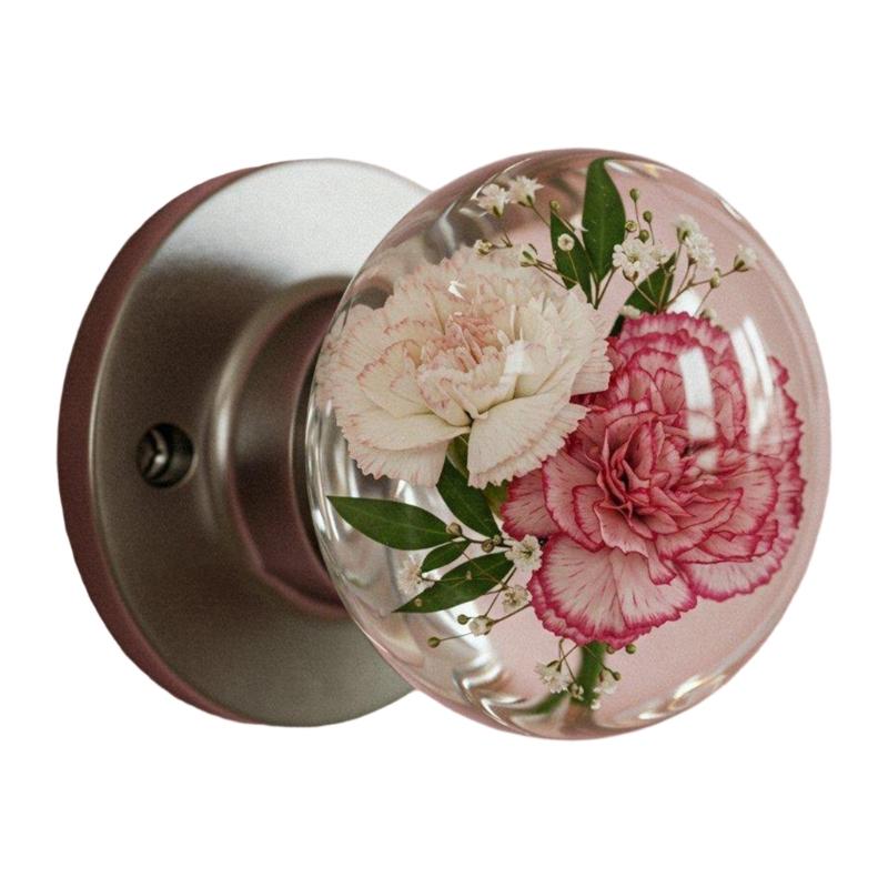 Maniglia per Porta in Resina Retro Fatta a Mano Cristalli Fiori Trasparenti Ferramenta Decorativa per Camera da Letto Ispirata alla Natura Ristrutturazioni Casa