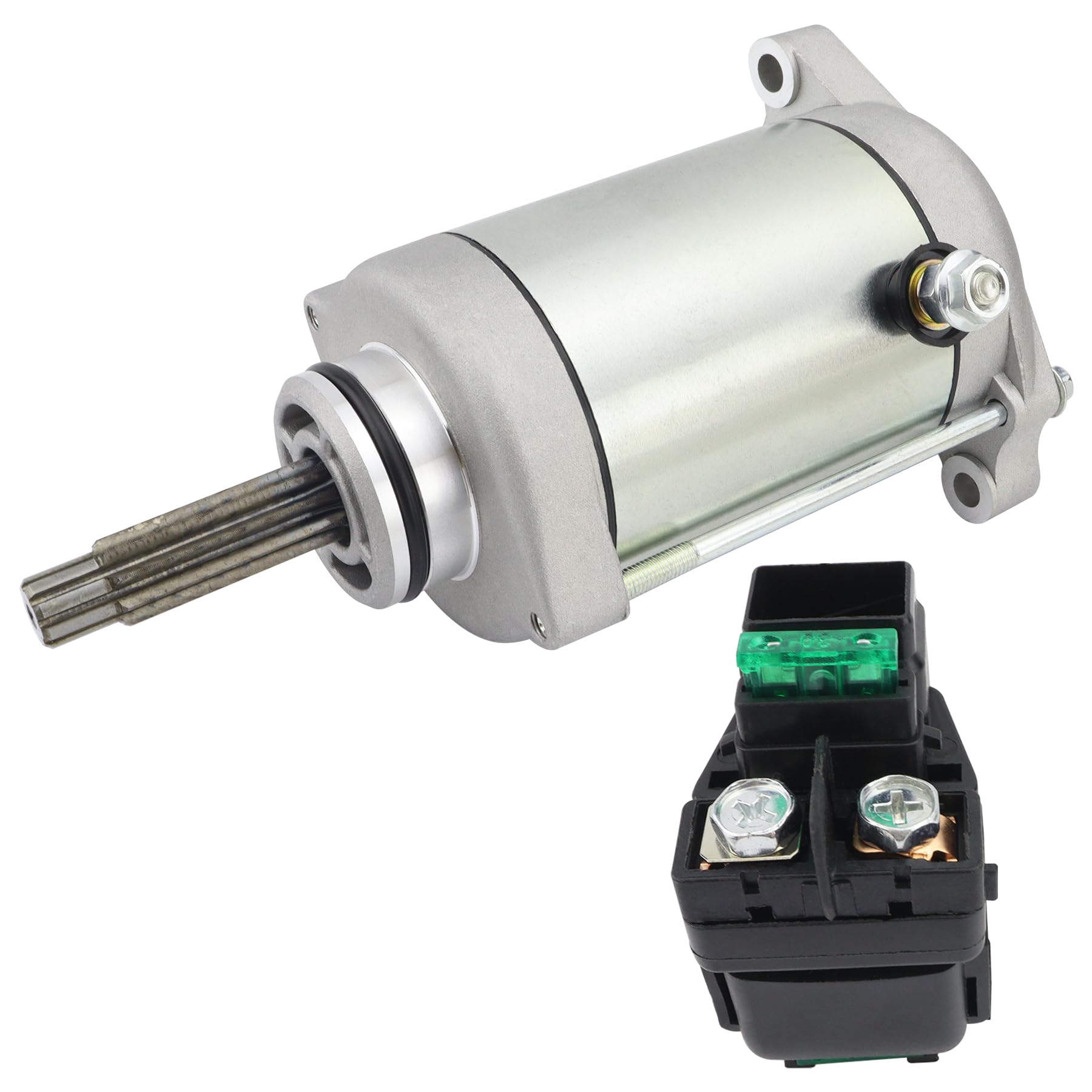 Starter Motor and Relay for Suzuki 31100-32E00 31100-32E01, for Arctic Cat 3545-001 3545-014, 18865 Starter and relay