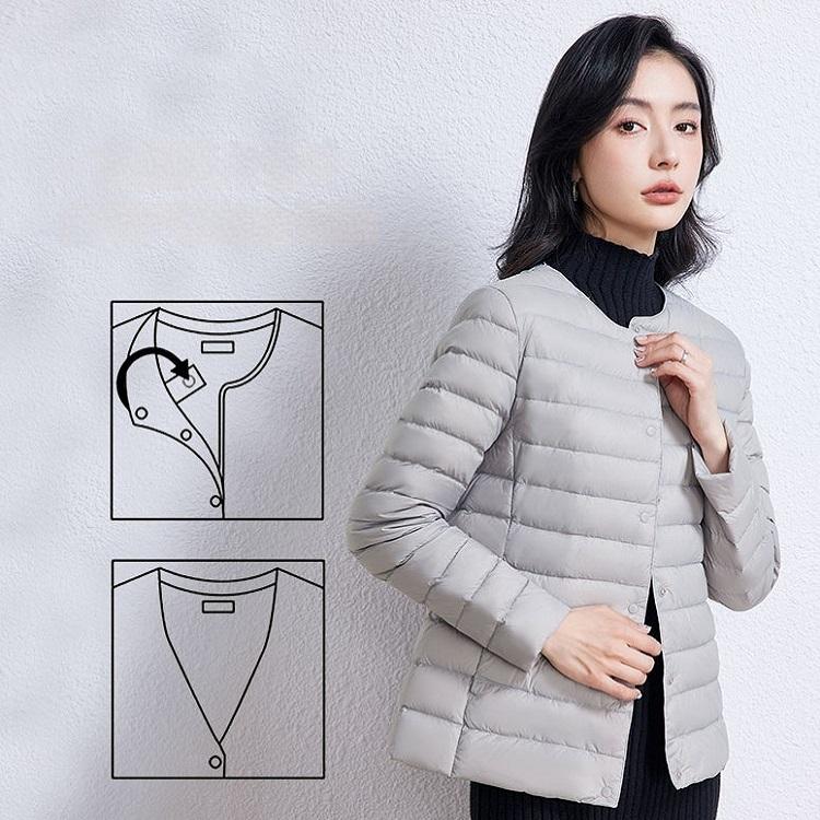 Leichte Daunenjacke für Herbst und Winter, Innenweste für Damen, kurzer Rundhalsausschnitt, große, warme Weste für Innen- und Außenbekleidung