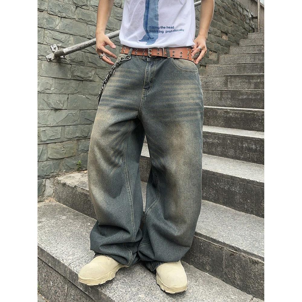 

Spring and Autumn New Old Design Jeans Loose Wide Legs Long Pants S синий